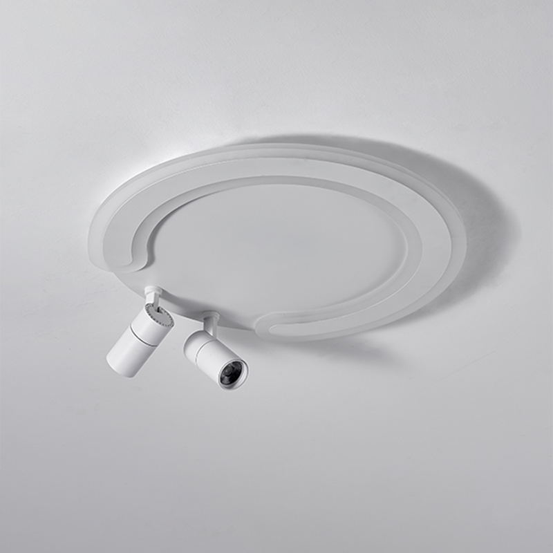 Circular LED Semi Flush Mount in Modern Creative Style Acrylic Indoor Ceiling Light in White