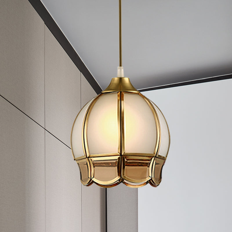 Gold 1 tête de pendentif éclairage rétro lampe de suspension de suspension de plafond de bourgeon en verre givré