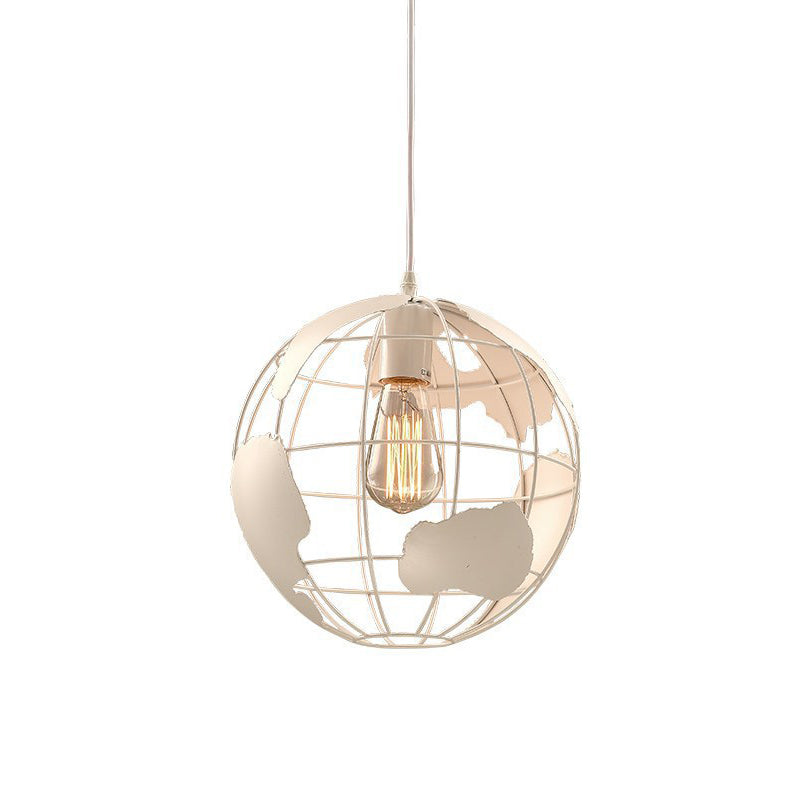 Orbe industriel Single Pendant Globe Globe Metal Cage Shade Hanging Lamping pour le café