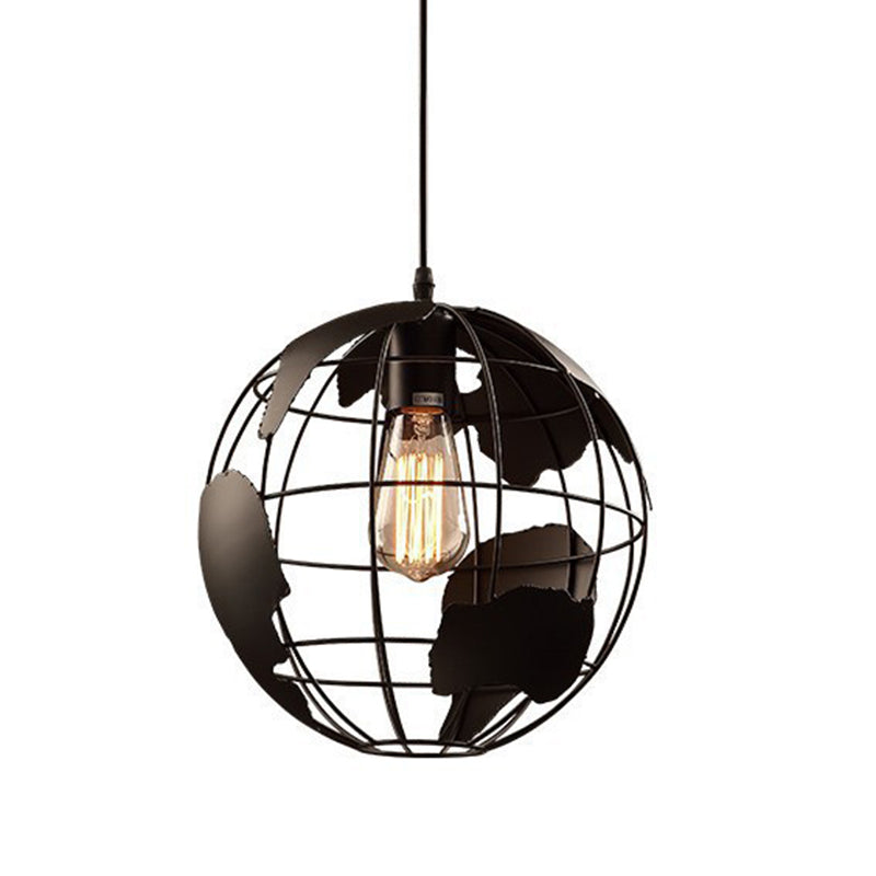 Industrial Orb Single Pendant Light Globe Metal Cage Shade Hanging Lamp for Coffee Shop