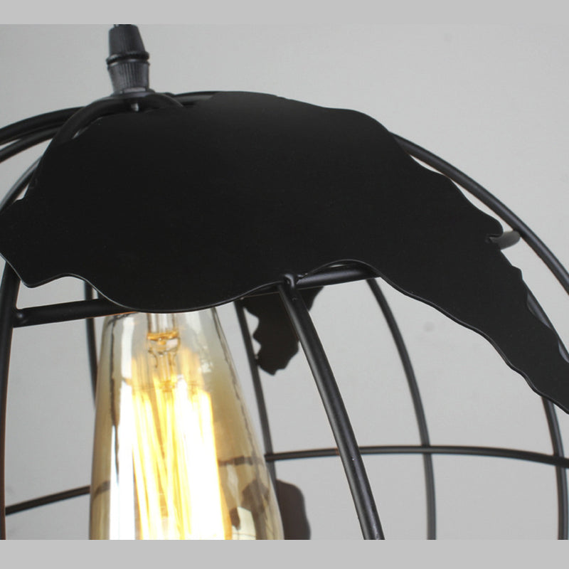 Industrial Orb Single Pendant Light Globe Metal Cage Shade Hanging Lamp for Coffee Shop