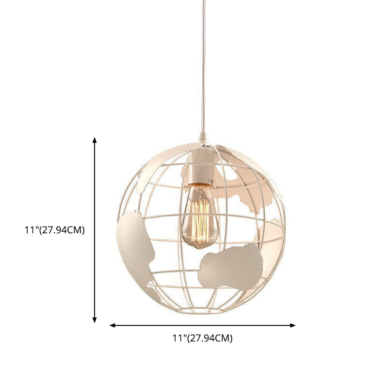 Industrial Orb Single Pendant Light Globe Metal Cage Shade Hanging Lamp for Coffee Shop