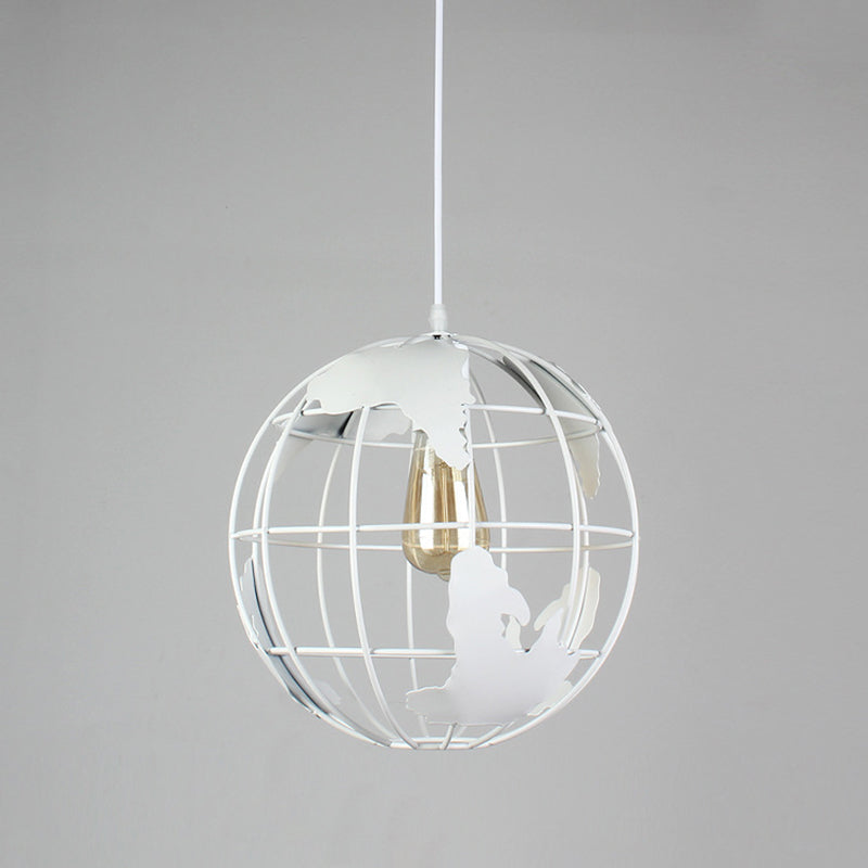 Orbe industriel Single Pendant Globe Globe Metal Cage Shade Hanging Lamping pour le café