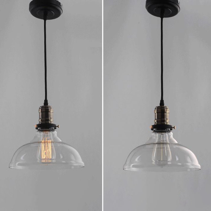 Retro Industrial 1 Light Pendant Barn Clear Glass Pendant Lighting  for Coffee Shop