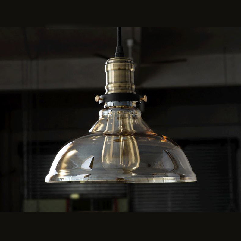 Retro Industrial 1 Luz de lámpara Granero Iluminación colgante de vidrio transparente para cafetería