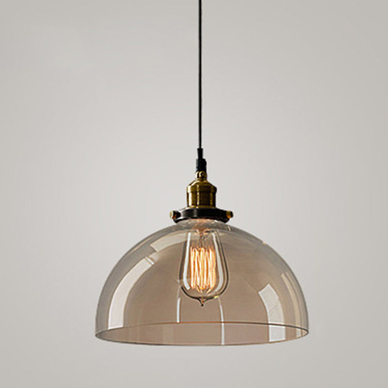 Clear Glass Shade Hanging Ceiling Light  Industrial Vintage Brass 1 Light Restaurant Down Lighting