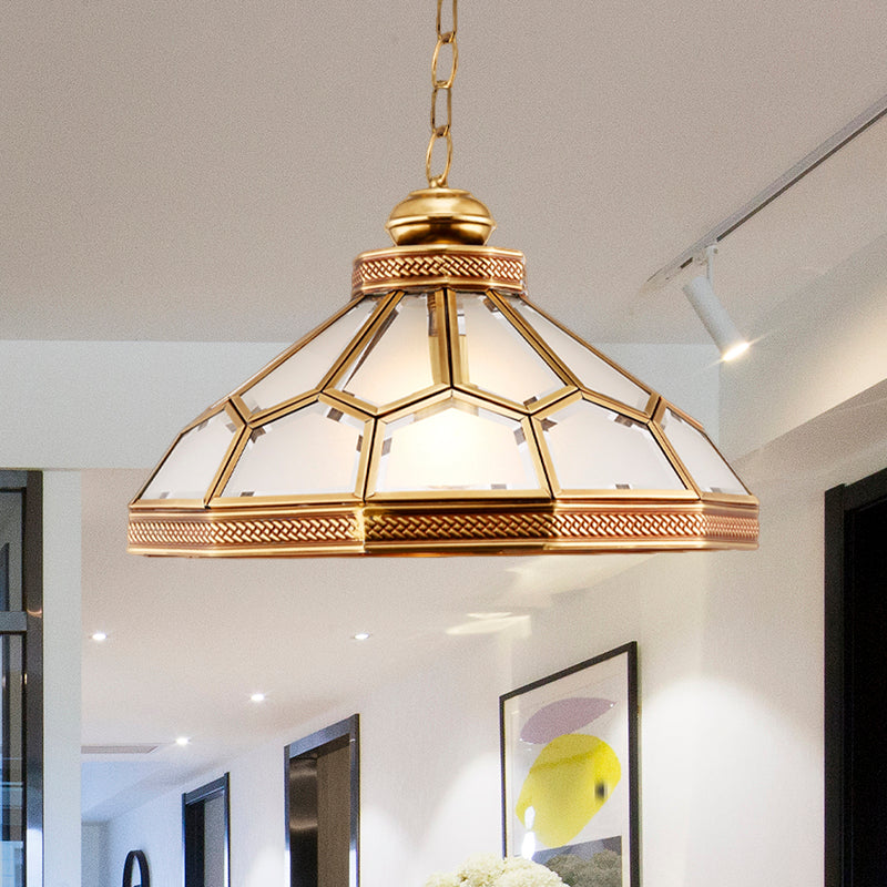 1 hoofd hanglamp traditionele kom met een rijmijn met wit glas gesuspendeerd verlichtingsarmatuur in goud voor woonkamer