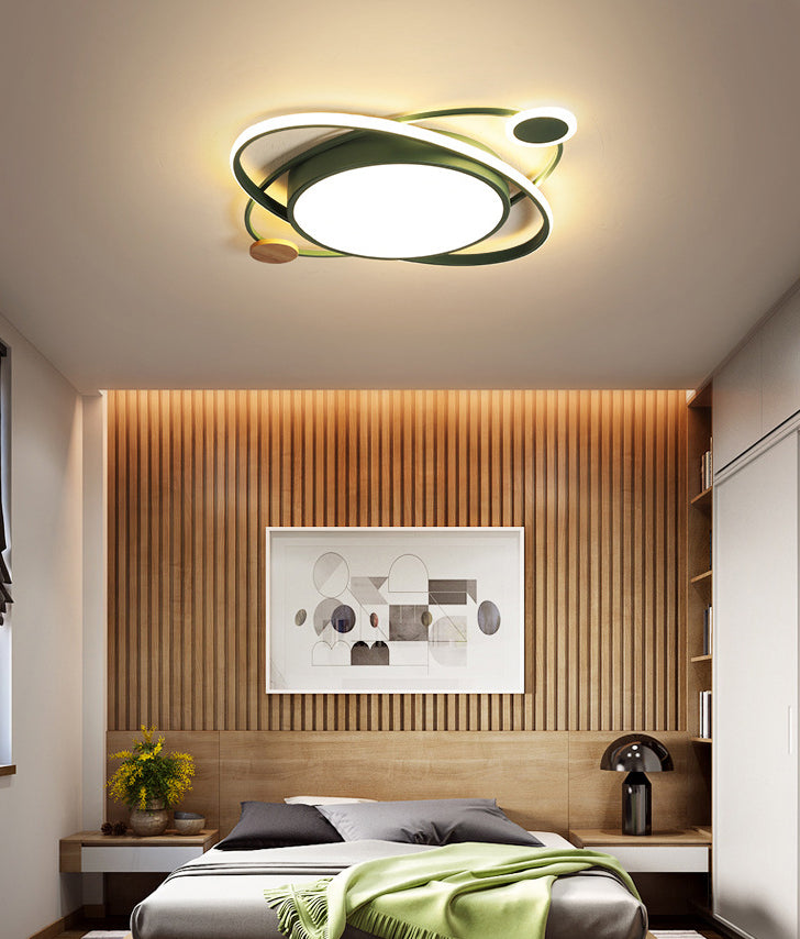 Round LED Flush Mounted Fixture Macaron Metal Bedroom LED Flush Ceiling Light