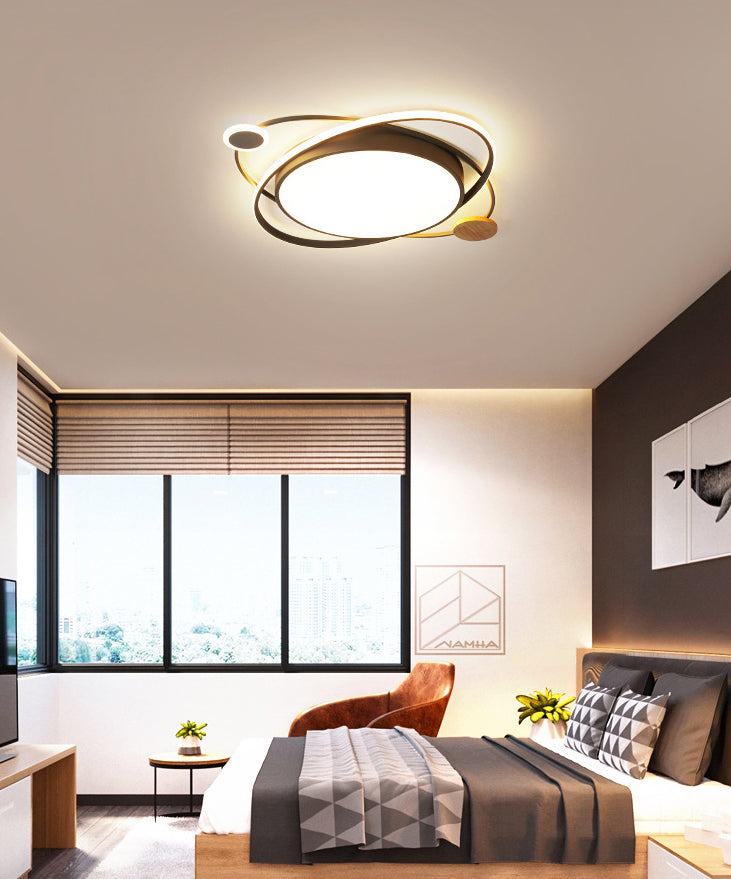 Voyant rond Fixture à cheval Macaron Metal Bedroom LED Flush Ceiling Light