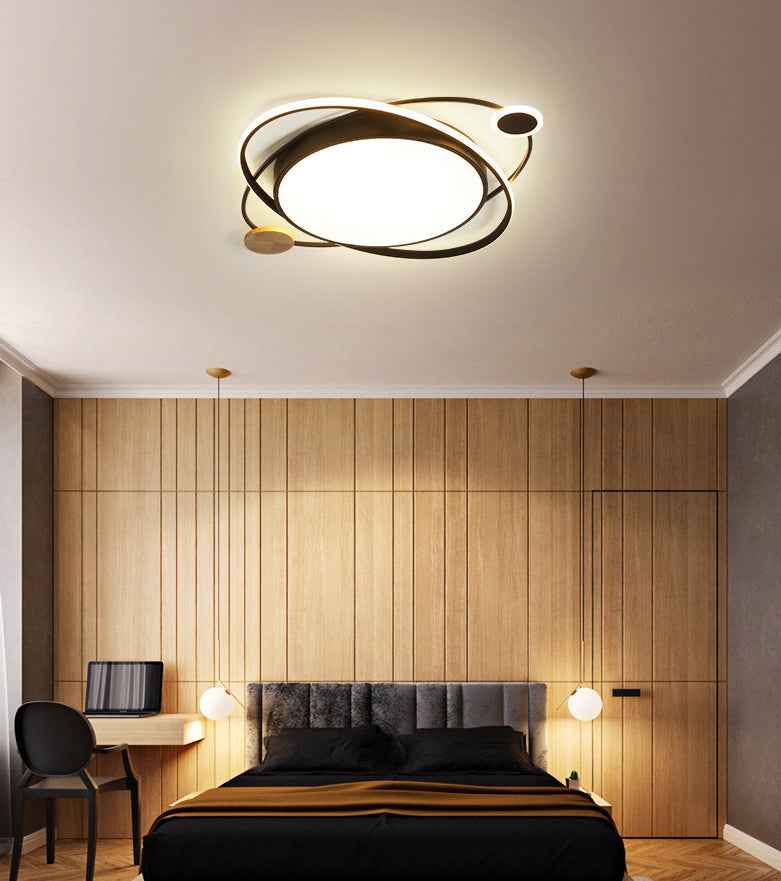 Round LED Flush Mounted Fixture Macaron Metal Bedroom LED Flush Ceiling Light