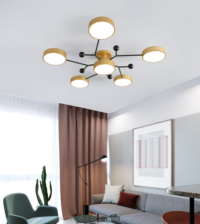 Molecular LED Semi Flush Mount Light Macaron Style Metal Living Room Ceiling Light