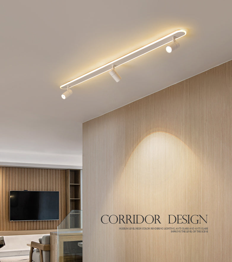 Apparecchio a soffitto semifulto a LED oblungo in stile moderno a filo interno acrilico con lampada regolabile