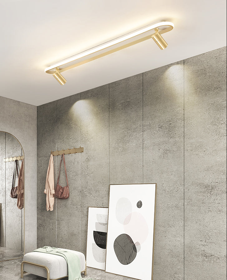 Gold länglich LED Semi Flush Mount in moderner Einfachheit Metall Deckenleuchte für Wohnzimmer