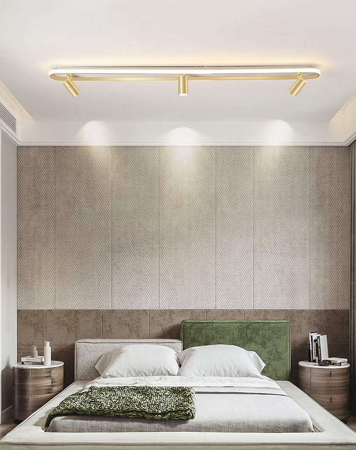 Gold länglich LED Semi Flush Mount in moderner Einfachheit Metall Deckenleuchte für Wohnzimmer