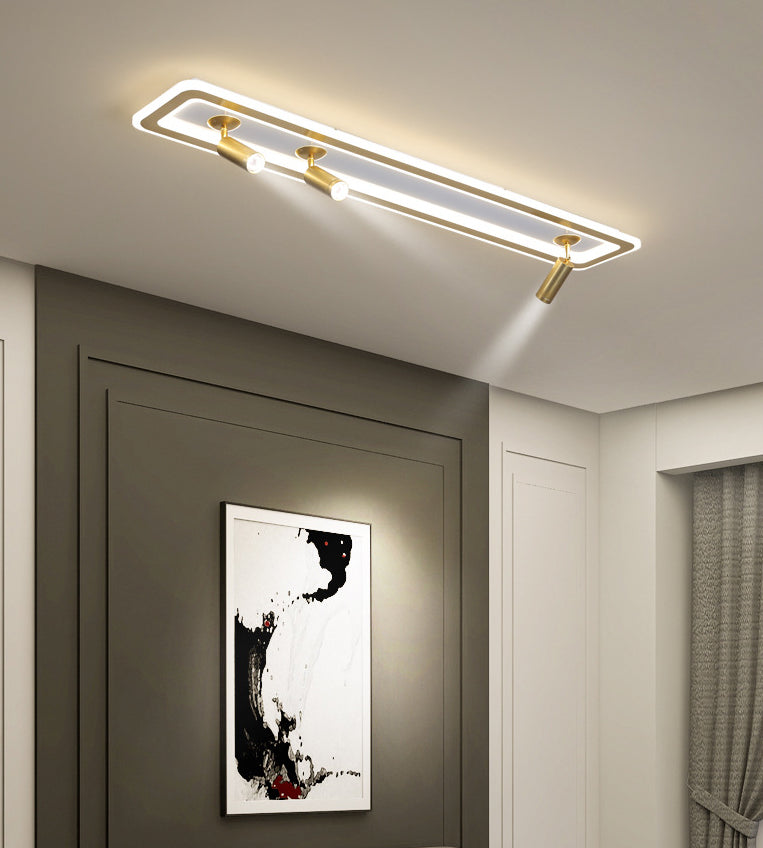 Rectangular Acrylic Shade LED Flush Mount in Modern Simplicity Metal Ceiling Light with Aluminium Lamp