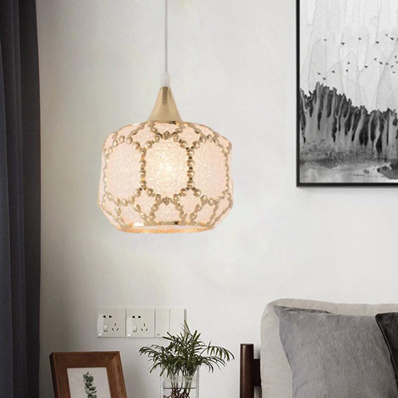 White 1 Light Hanging Pendant Traditional Plastic Dome/Drum/Wide Flare Suspension Lamp for Dining Room