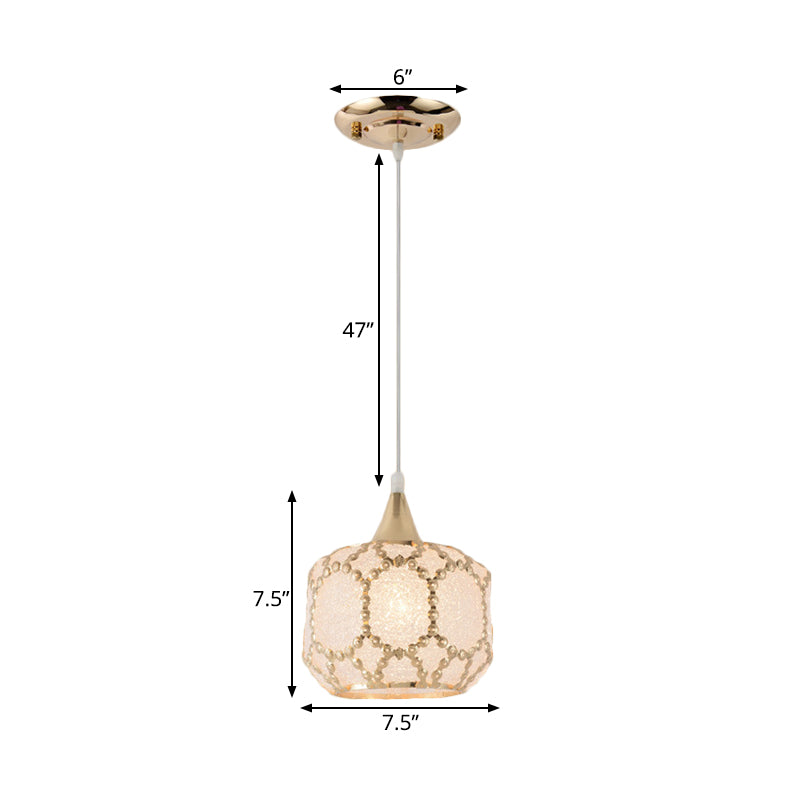 White 1 Light Hanging Pendant Traditional Plastic Dome/Drum/Wide Flare Suspension Lamp for Dining Room