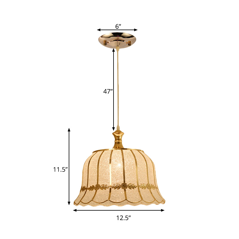 Plastic gouden hanglampverlichtingsarmatuur driehoek/bloem/brede flare 1 licht traditioneel hangend plafondlicht