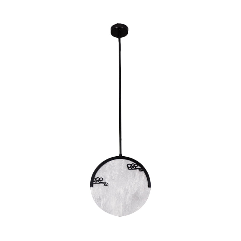 8"/12" Wide 1 Light Round Drop Pendant Traditional Black/Gold Acrylic Down Lighting for Corridor