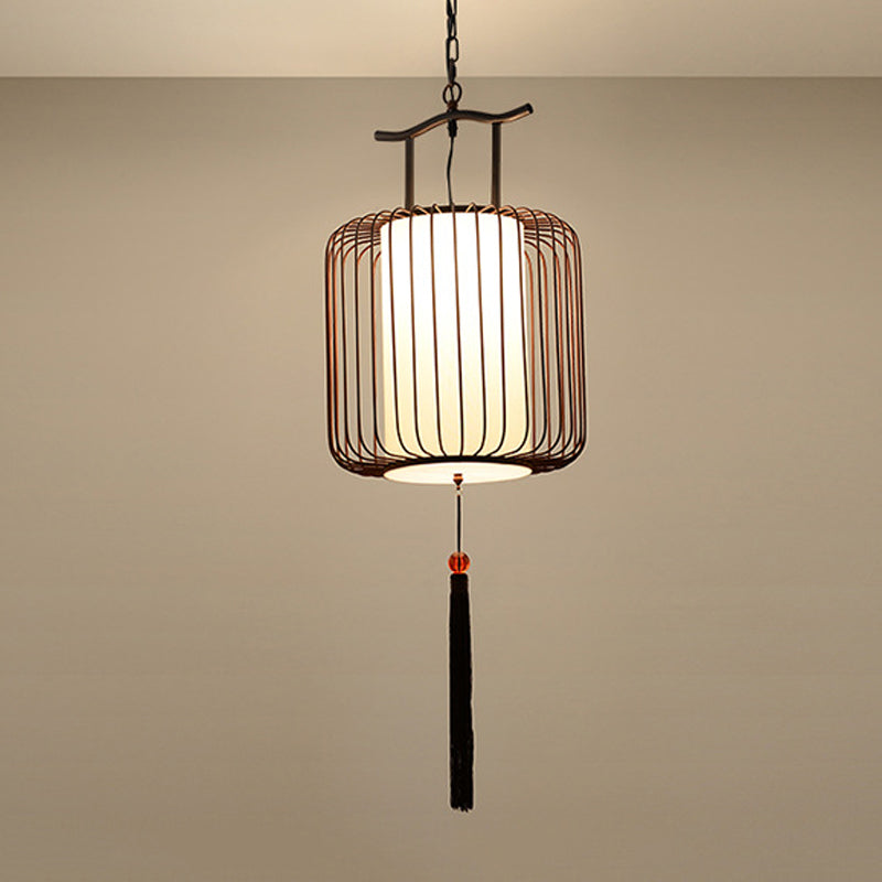 Wit/rode lantaarn hanger verlichting bevestiging klassieke stof 10 "/12"/14 "breed 1 lichte theekamer suspensielampje