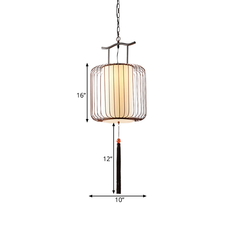 Wit/rode lantaarn hanger verlichting bevestiging klassieke stof 10 "/12"/14 "breed 1 lichte theekamer suspensielampje