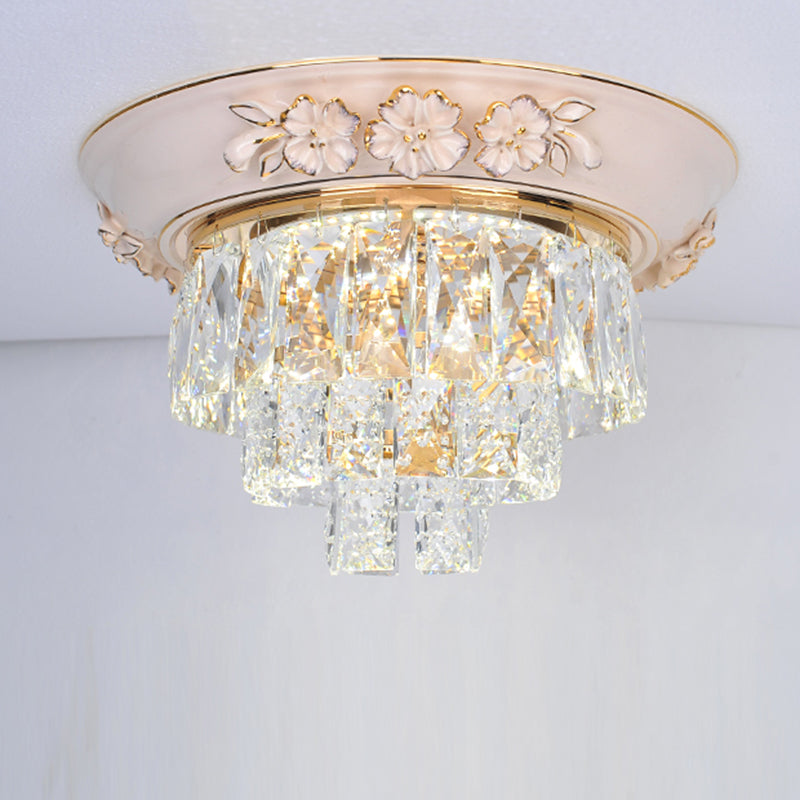 Layer Soffitto Fissaggio Minimalista Crystal Block Beige / Blu 12 "/14" /18 " Wide LED Flush Mount Light