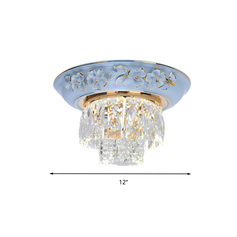 Layer Soffitto Fissaggio Minimalista Crystal Block Beige / Blu 12 "/14" /18 " Wide LED Flush Mount Light