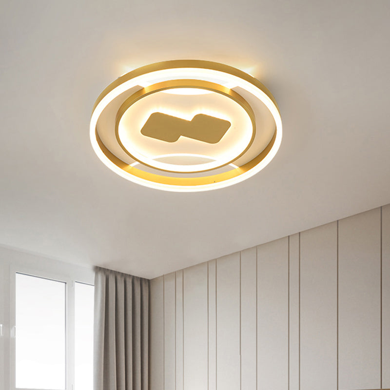 Apparecchio da soffitto moderno a LED in acrilico dorato con montaggio a incasso ad anello largo 16"/19,5" con luce calda/bianca