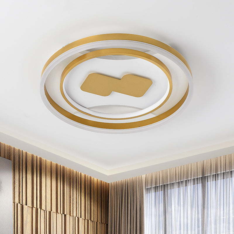 Apparecchio da soffitto moderno a LED in acrilico dorato con montaggio a incasso ad anello largo 16"/19,5" con luce calda/bianca