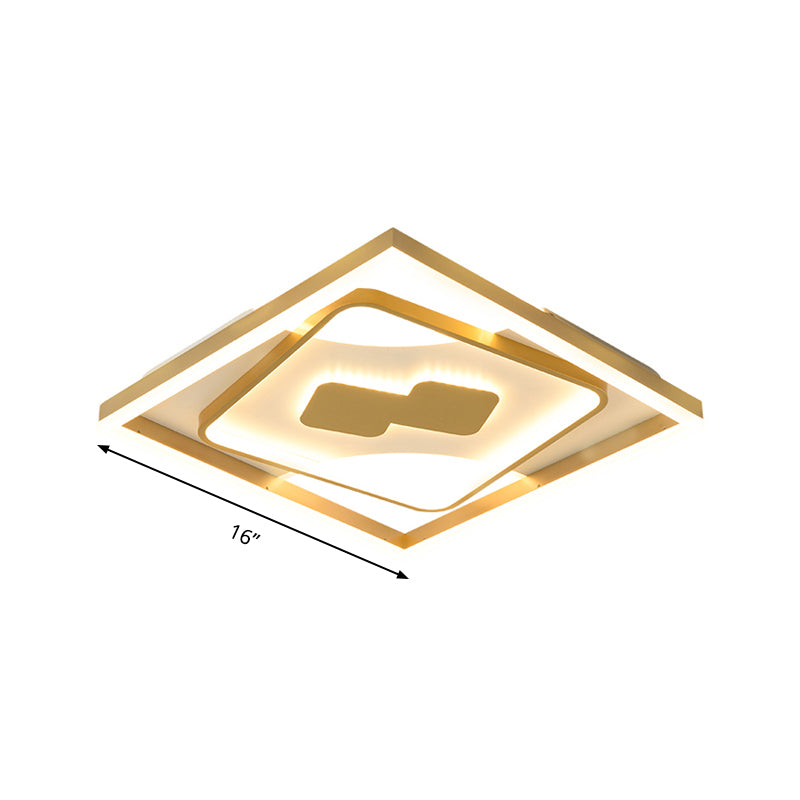 Goldene Rhombus-Unterputzlampe, moderne goldene 16"/19,5" LED-Deckenbeleuchtung in warmem/weißem Licht