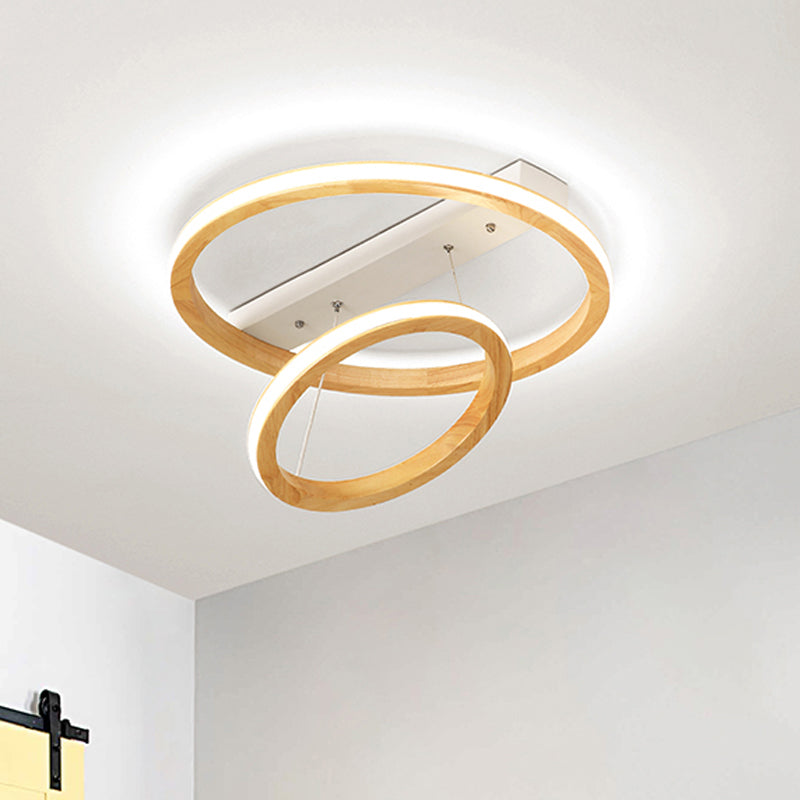 Ring Hout Plafond Licht Armatuur Modern Beige 17 "/21" /25 " Breed LED Flush Mount Verlichting