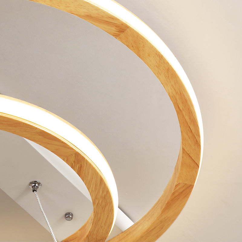 Anello Legno Soffitto Luce Fissaggio Moderno Beige 17 "/21" /25 " Wide LED Flush Montaggio Illuminazione