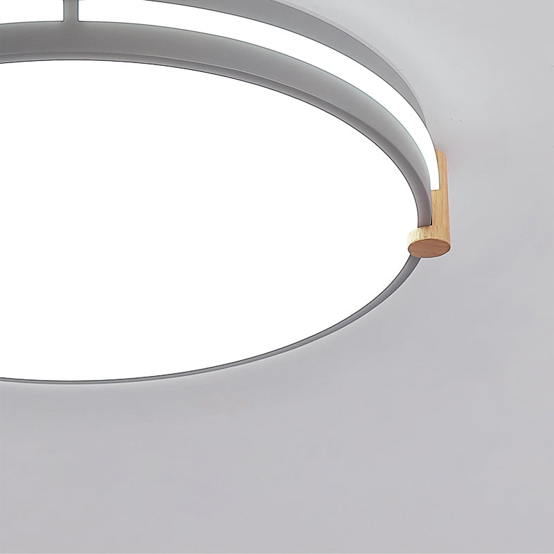 Macaron Drum Plafond Lamp Eenvoudige Stijl Slaapkamer LED Flush Mount Verlichting in grijs, 12 "/16" /19.5 " Wide