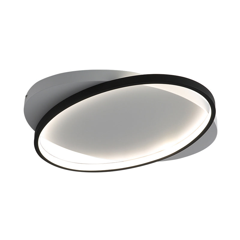 Black Oval Flush Mount Light Modern Acrylique 16 "/19.5" Wide LED Ceiling Lamp in Warm / White Light