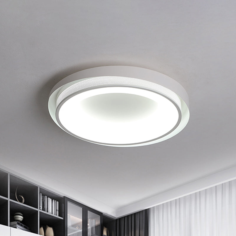 Drum Metal Ceiling Light Contemporary White 18 "/21.5" Wide LED Flush Mount Fixture in Warm/White/3 Color Light