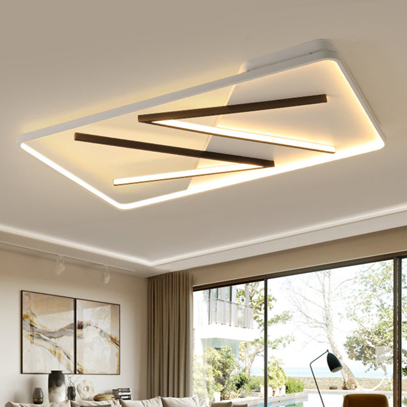 Lampada da soffitto a doppia forma a V in acrilico Lampada moderna da incasso a LED in bianco e nero, luce calda/bianca/attenuazione continua con telecomando