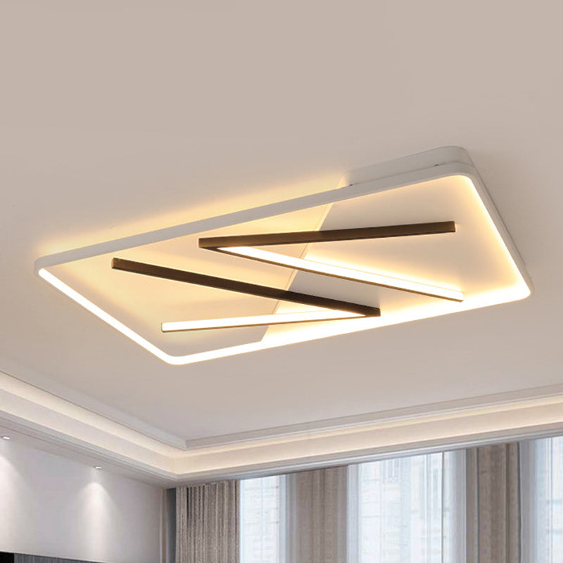 Lampada da soffitto a doppia forma a V in acrilico Lampada moderna da incasso a LED in bianco e nero, luce calda/bianca/attenuazione continua con telecomando