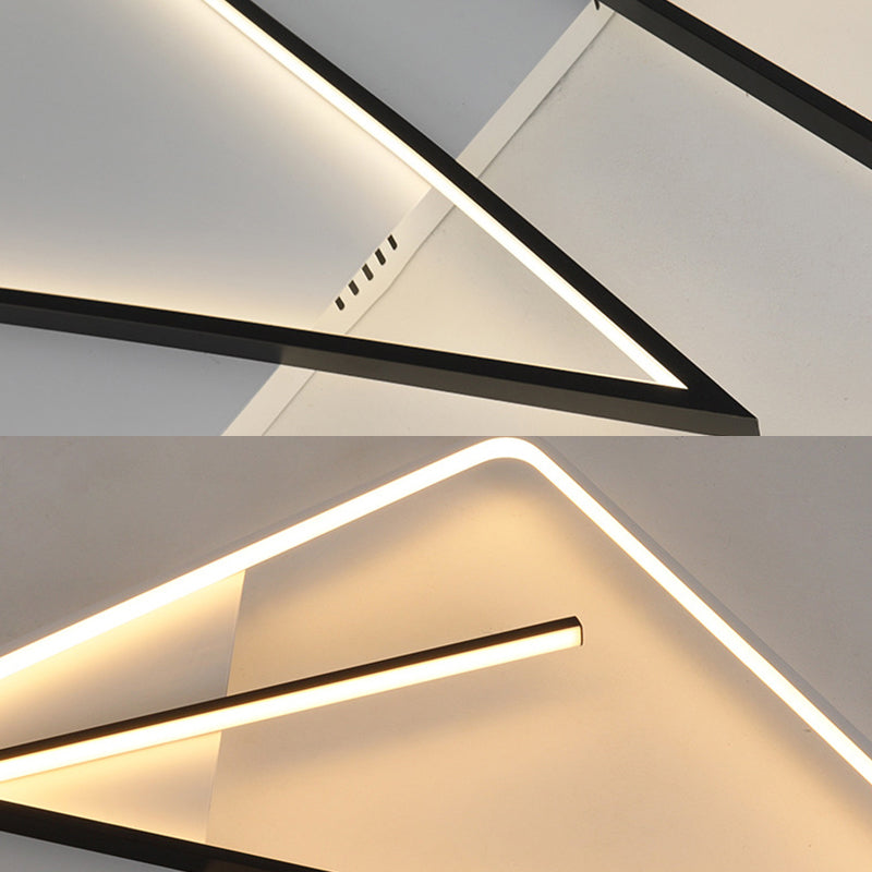 Lampada da soffitto a doppia forma a V in acrilico Lampada moderna da incasso a LED in bianco e nero, luce calda/bianca/attenuazione continua con telecomando