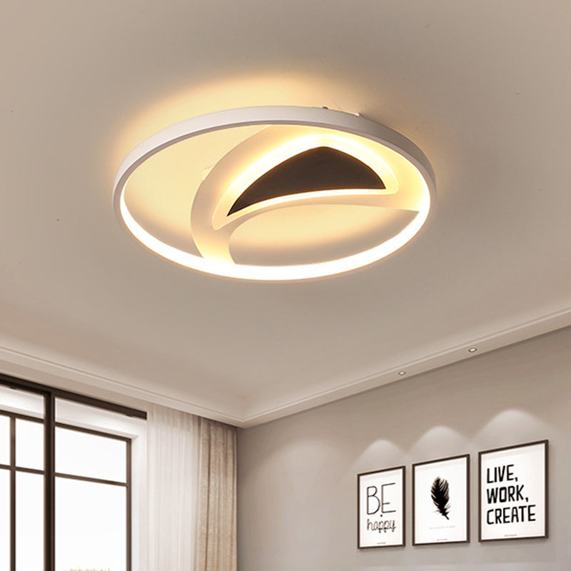 Plafoniera geometrica da 16"/20,5" in bianco e nero, modernismo, lampada da incasso a LED in acrilico con luce calda/bianca/attenuazione continua con telecomando