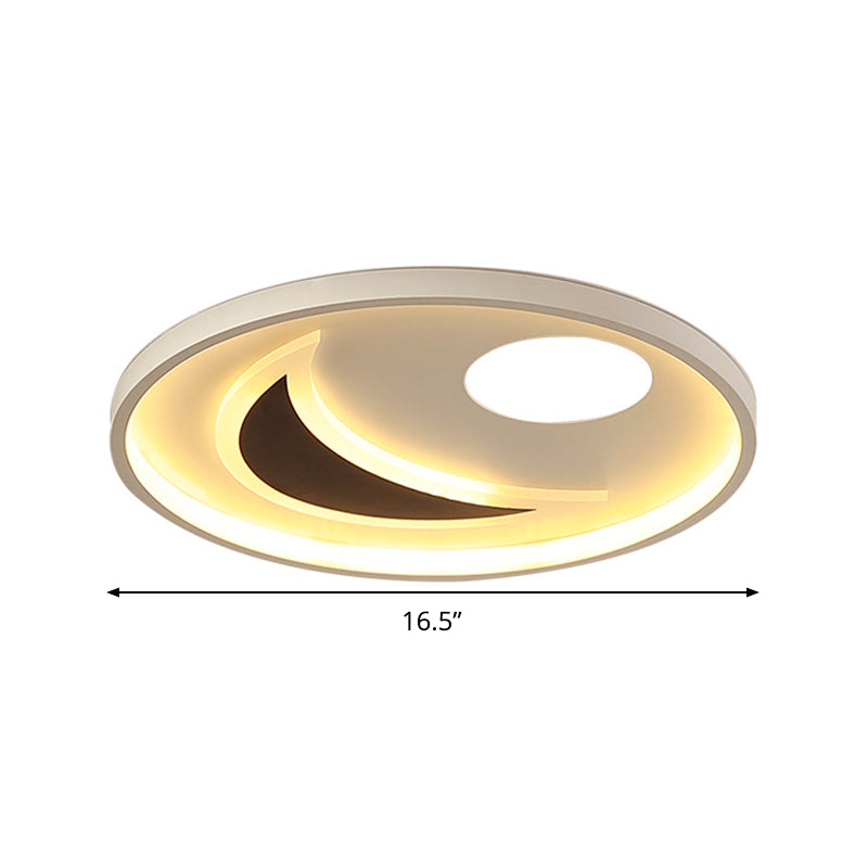 Geometrische acryl plafondmontage lichtarmatuur Eenvoudig zwart en wit 16,5"/20,5" breed LED-inbouwlicht, warm/wit licht/afstandsbediening Traploos dimmen