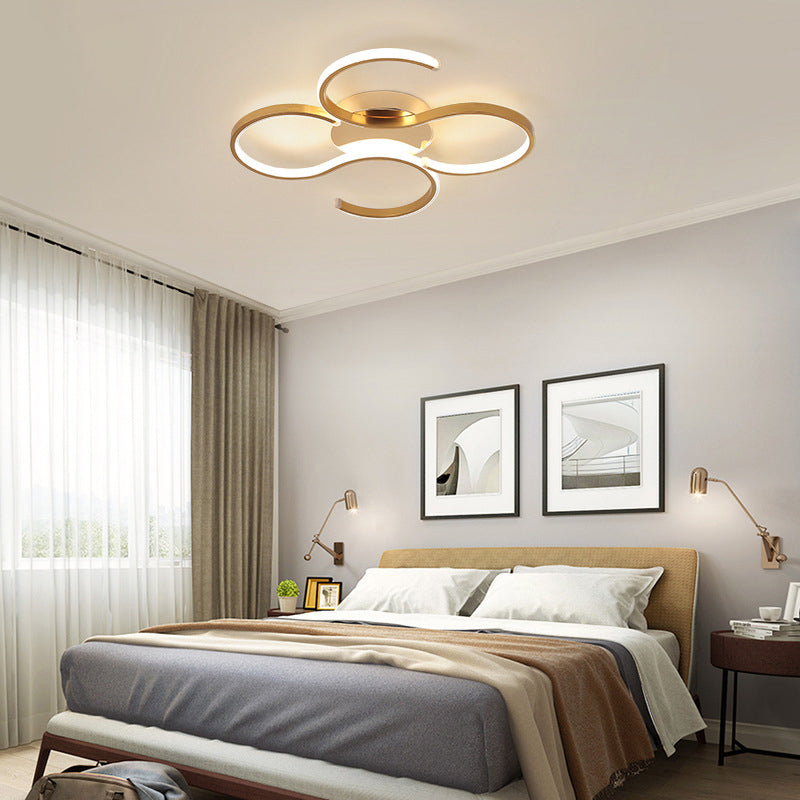 Double S-Shape Flush Mount Light Fixture Simple Acrylic Gold LED Ceiling Light in Warm/White Light