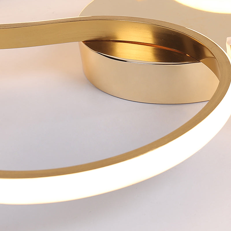 Double S-Shape Flush Mount Light Fixture Simple Acrylic Gold LED Ceiling Light in Warm/White Light