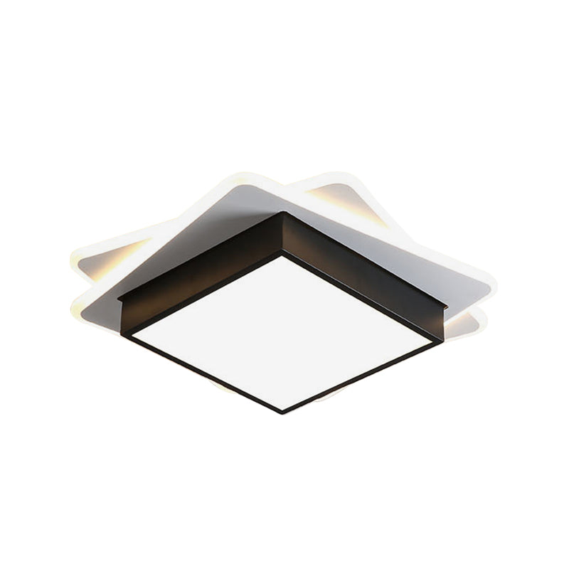 Black Square Flush Mount Light Contemporary Acrylic LED Ceiling Light Fixture in Warm/White Lighting