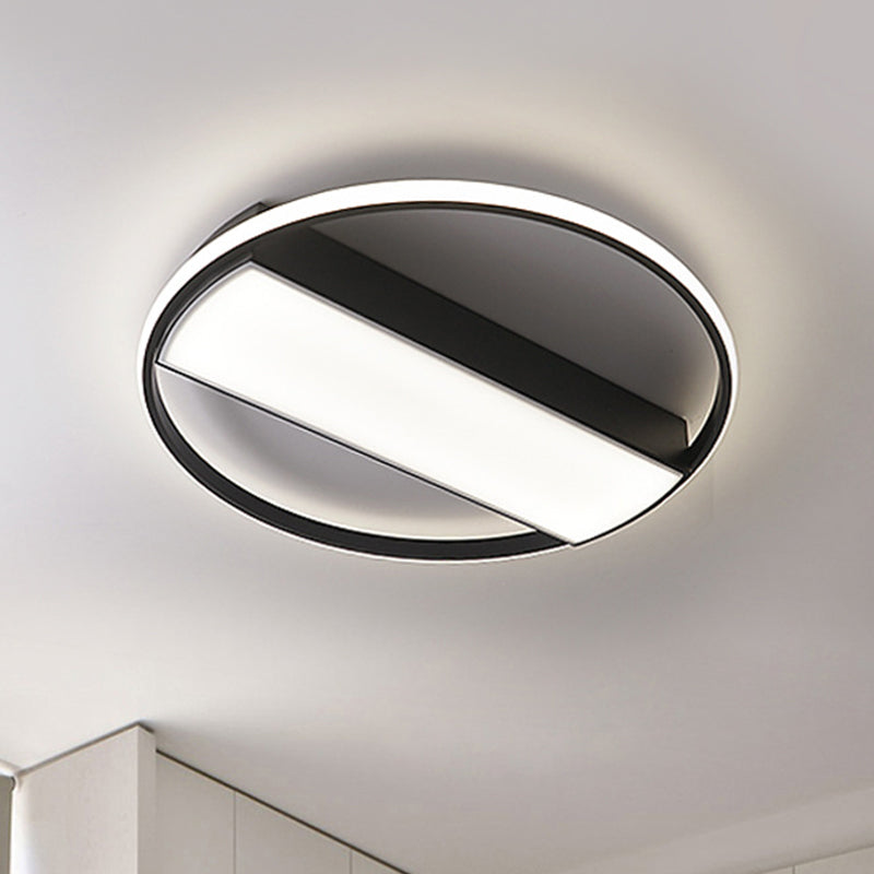 Rectangle Flush Mount Fixture Modern Acrylic Black/White 16"/20"/24" Wide LED Ceiling Light for Stairway