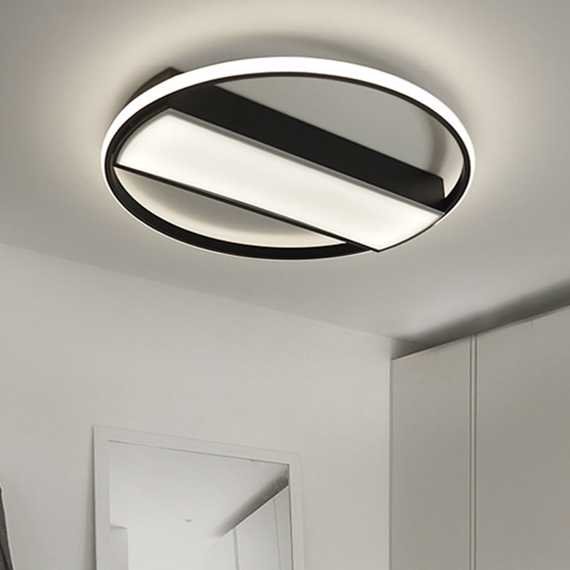 Rectangle Flush Mount Fixture Modern Acrylic Black/White 16"/20"/24" Wide LED Ceiling Light for Stairway