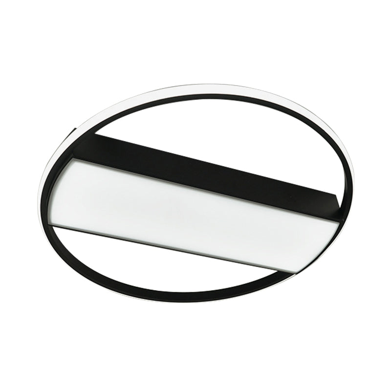 Rectangle Flush Mount Fixture Modern Acrylic Black/White 16"/20"/24" Wide LED Ceiling Light for Stairway