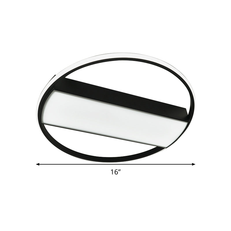 Rectangle Flush Mount Fixture Modern Acrylic Black/White 16"/20"/24" Wide LED Ceiling Light for Stairway