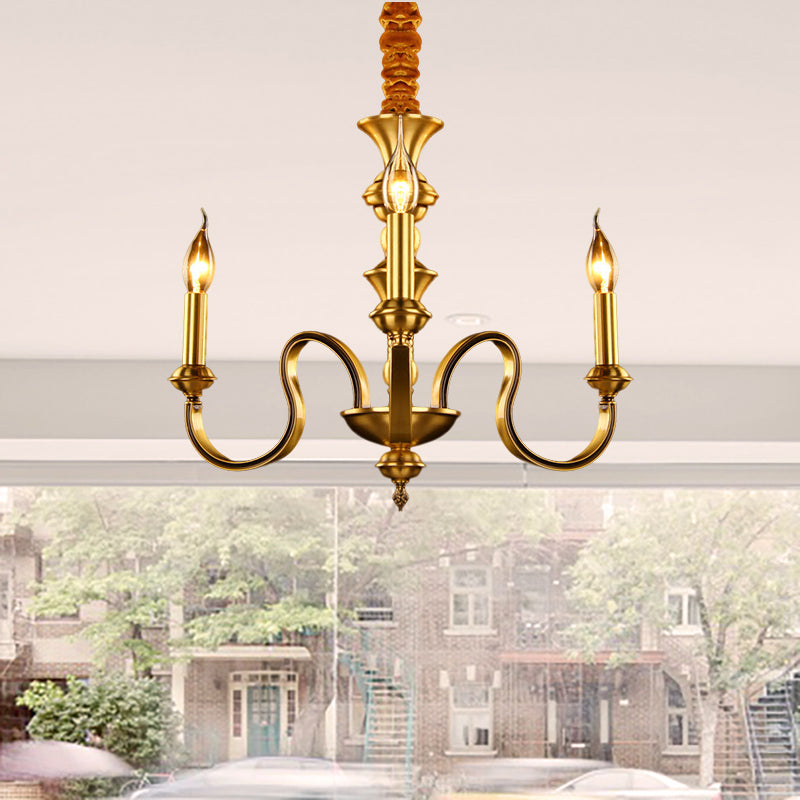 Gouden kaarsenvorm plafond hanglamp kolonialisme metaal metaal 3/5/6 koppen woonkamer kroonluchter lamp