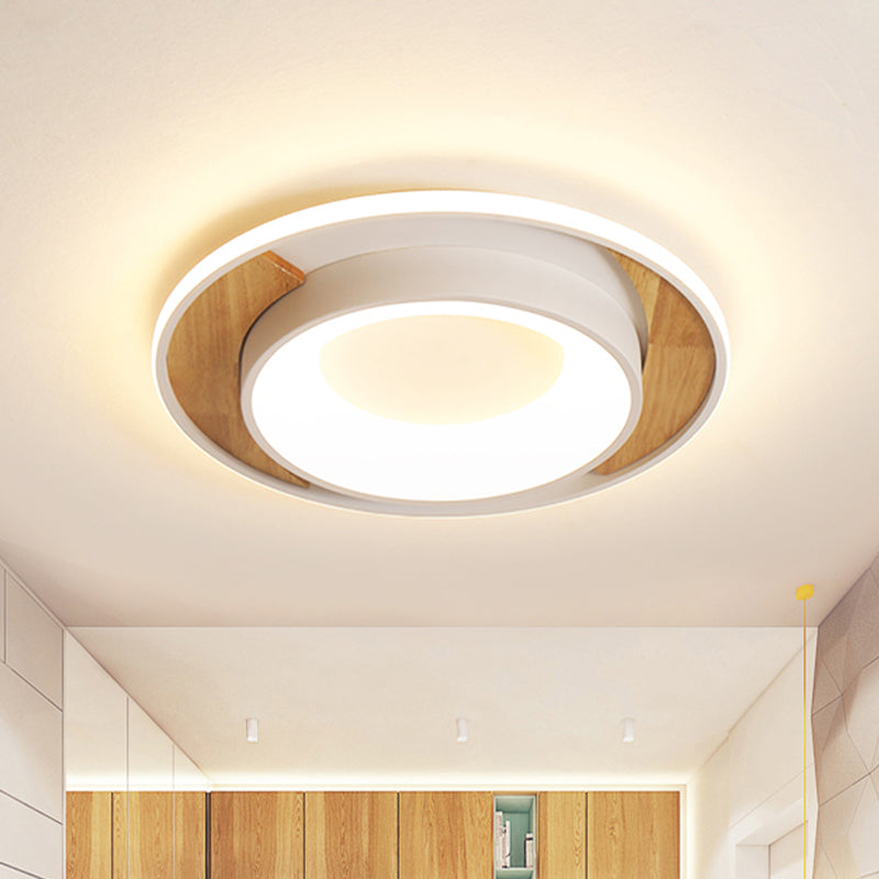 16"/19.5" Wide White Round Flush Mount Modern Acrylic LED Ceiling Light Fixture for Bedroom