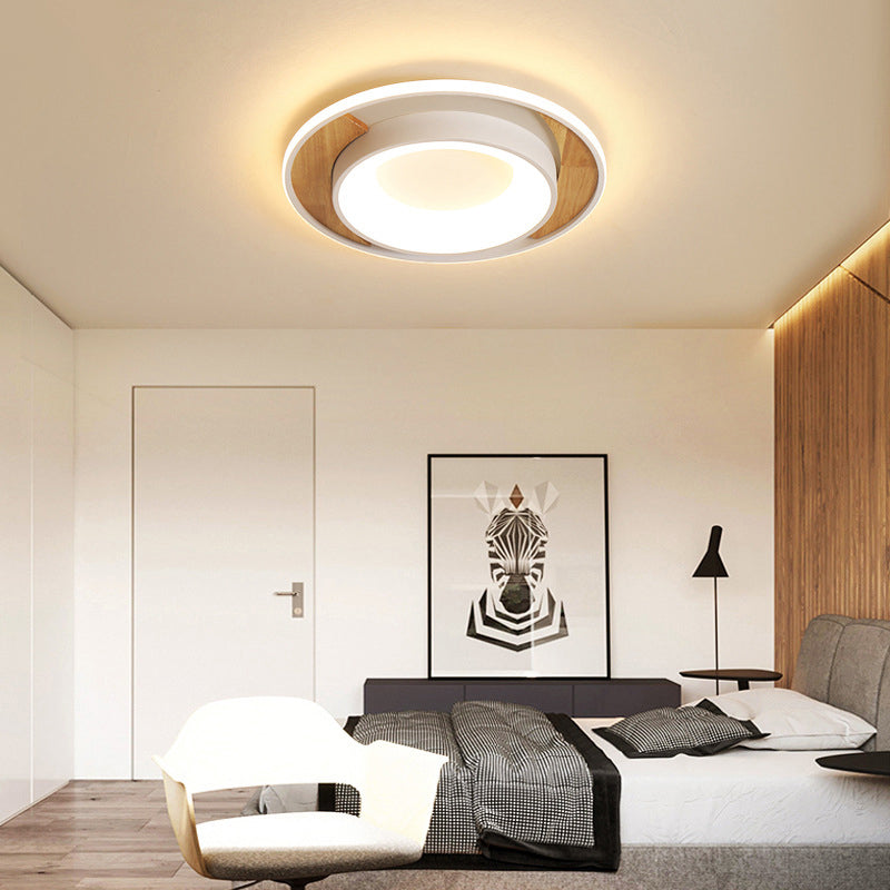 16"/19.5" Wide White Round Flush Mount Modern Acrylic LED Ceiling Light Fixture for Bedroom